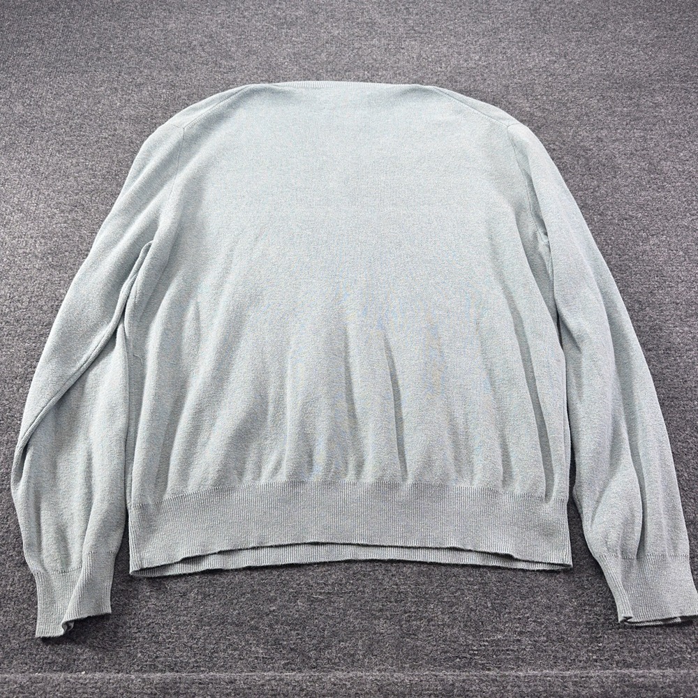 Polo Ralph Lauren Blue Gray Seafoam V-Neck Sweater Pima Cotton Logo Men's Large - Picture 7 of 7
